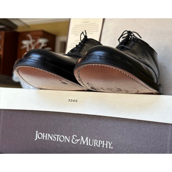Vtg Men's Johnston & Murphy Black BILTRITE Polished Leather Oxford Dress Shoes - Picture 9 of 12
